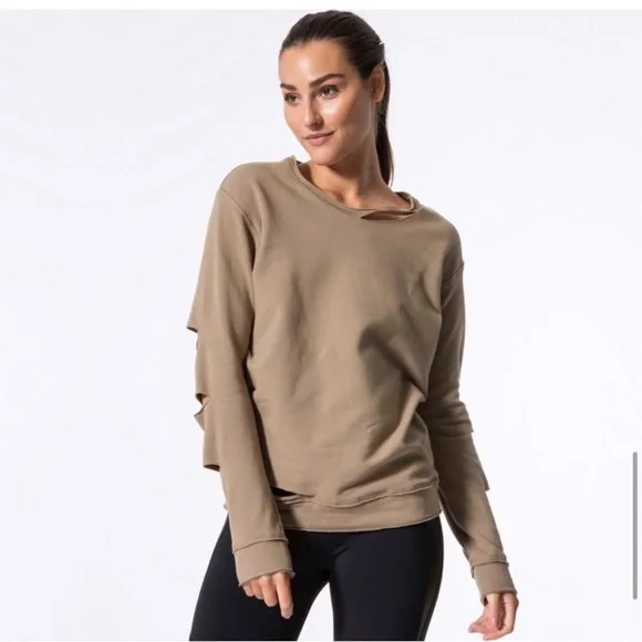 Álala - Edgy Distressed Brown Long Sleeve Cypher Sweatshirt- size Medium - Picture 13 of 14